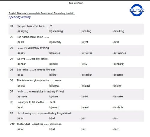 دانلود رایگان PDF کتاب تست های 4 گزینه ای گرامر زبان انگلیسی