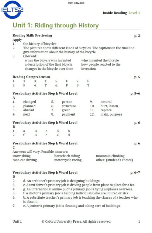 دانلود رایگان PDF کتاب Inside Reading جلد 1، ویرایش دوم با پاسخنامه